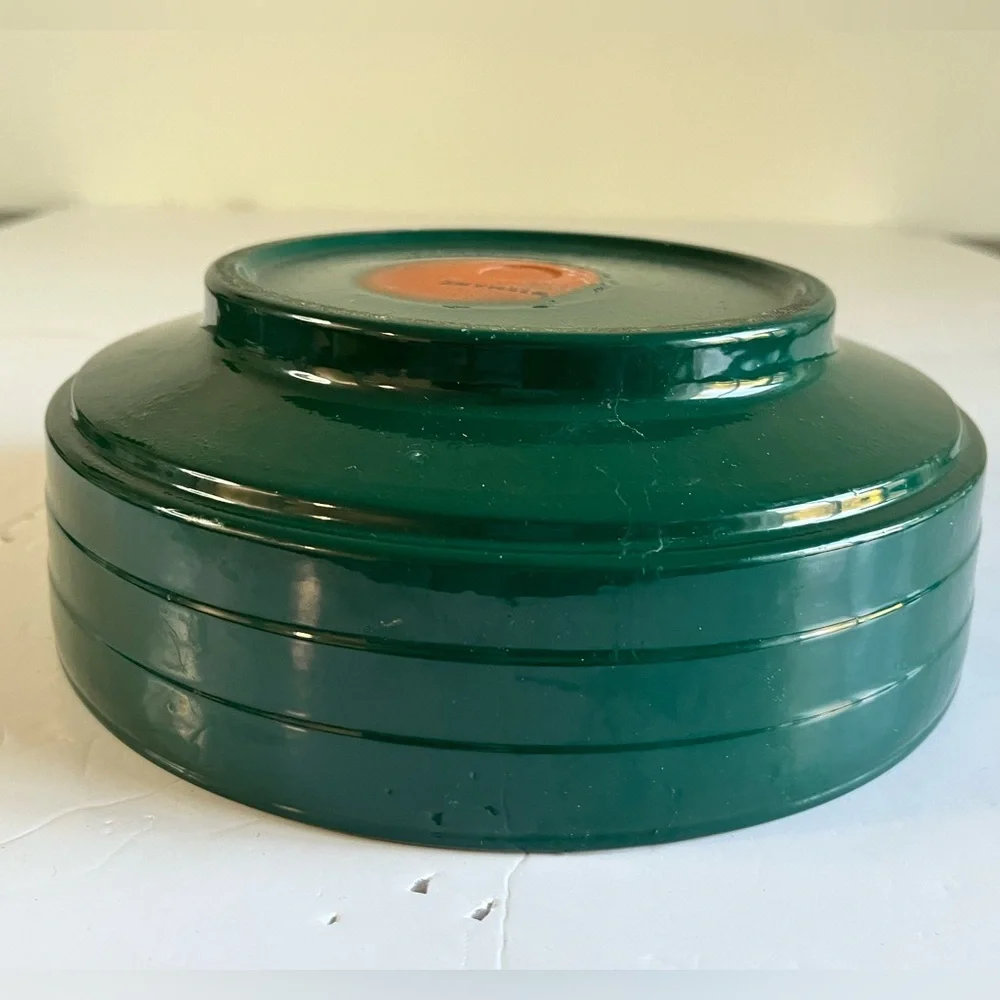 Vintage Made in Germany Green Glazed Ceramic Bowl – Ribbed Terracotta - Picture 4 of 8